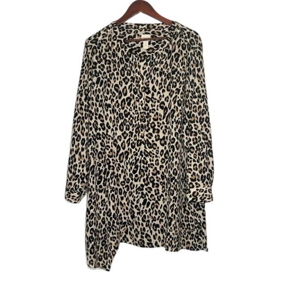 Chicos Cheetah Print Asymmetrical Hem Tunic Dress - Picture 1 of 6